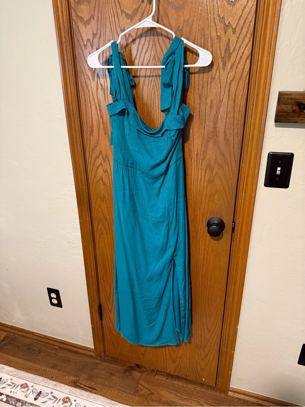 Trixxi Teal Tie-Shoulder Midi Dress